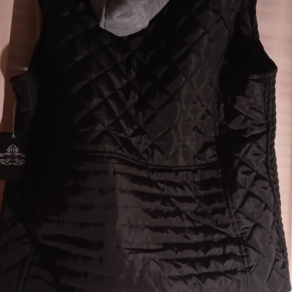 Black Quilted Vest with Hood